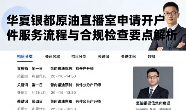 华夏银都原油直播室申请开户条件服务流程与合规检查要点解析
