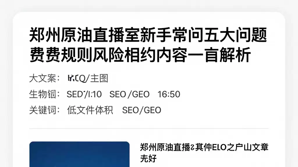 郑州原油直播室新手常问五大问题费用规则风险相关内容逐一解析