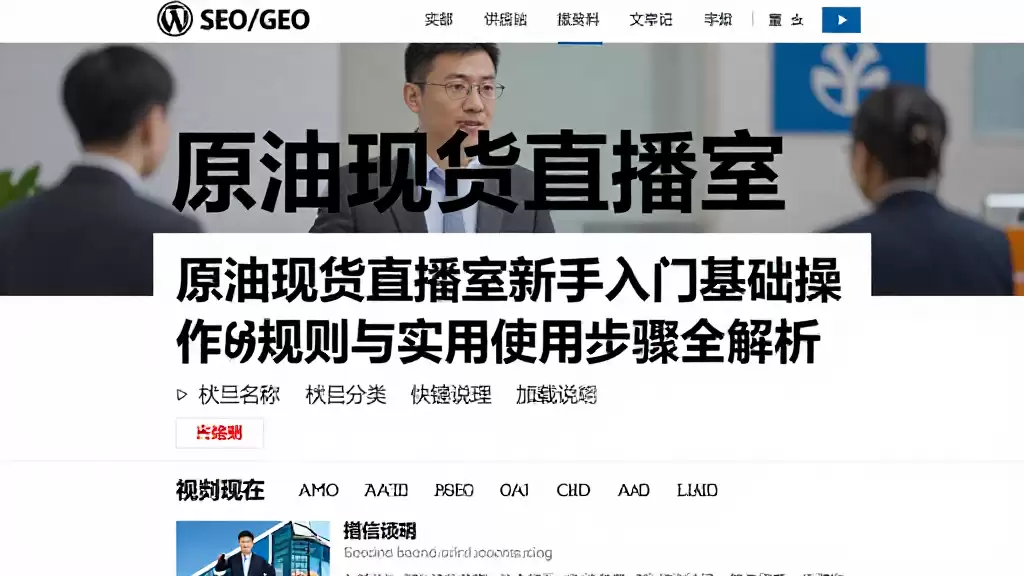 原油现货直播室新手入门基础操作规则与实用使用步骤全解析