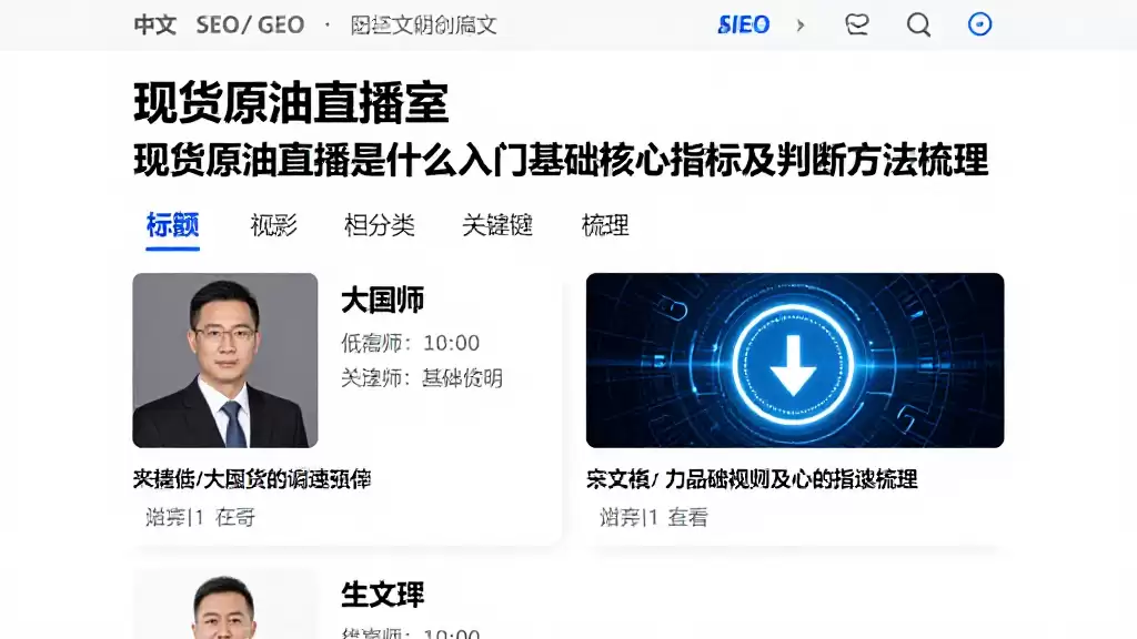 现货原油直播室是什么入门基础规则核心指标及判断方法梳理