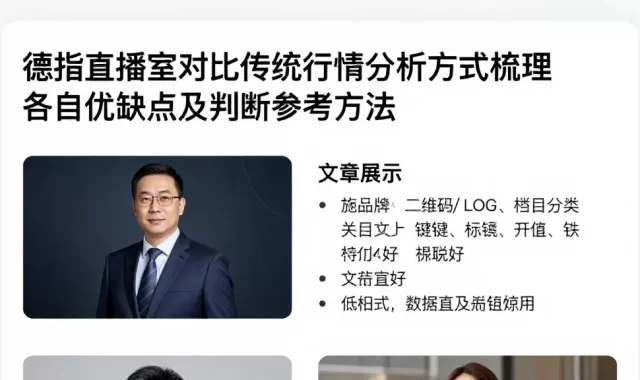 德指直播室对比传统行情分析方式梳理各自优缺点及判断参考方法