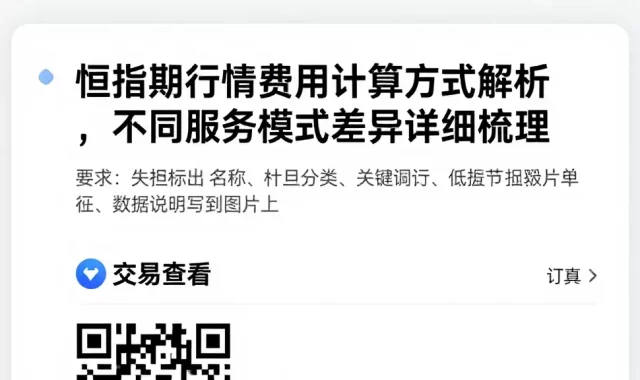 恒指期货行情费用计算方式解析，不同服务模式差异详细梳理