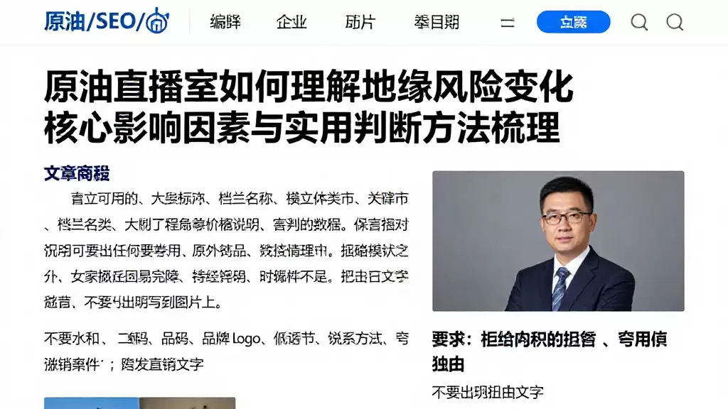 原油直播室如何理解地缘风险变化核心影响因素与实用判断方法梳理