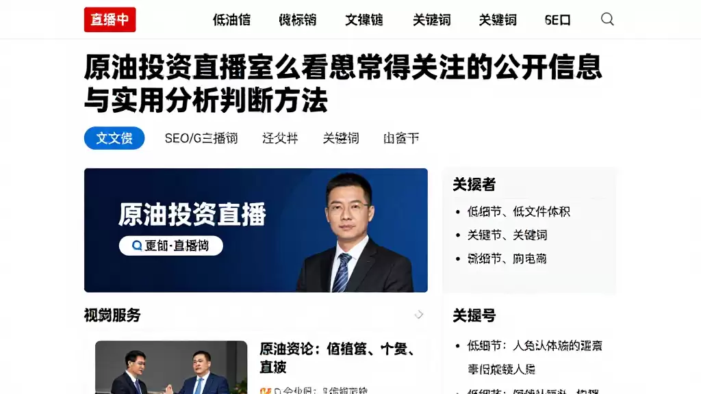 原油投资直播室怎么看值得关注的公开信息与实用分析判断方法