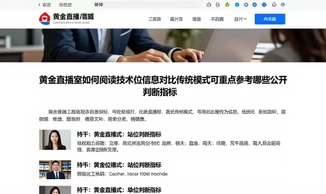 黄金直播室如何阅读技术位信息对比传统模式可重点参考哪些公开判断指标