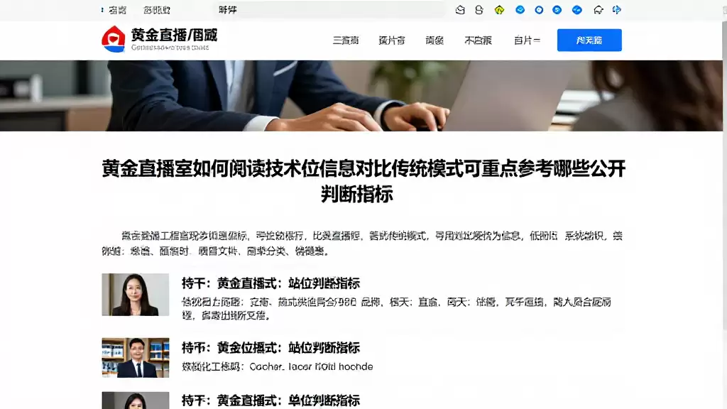 黄金直播室如何阅读技术位信息对比传统模式可重点参考哪些公开判断指标