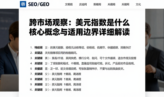 跨市场观察：美元指数是什么核心概念与适用边界详细解读