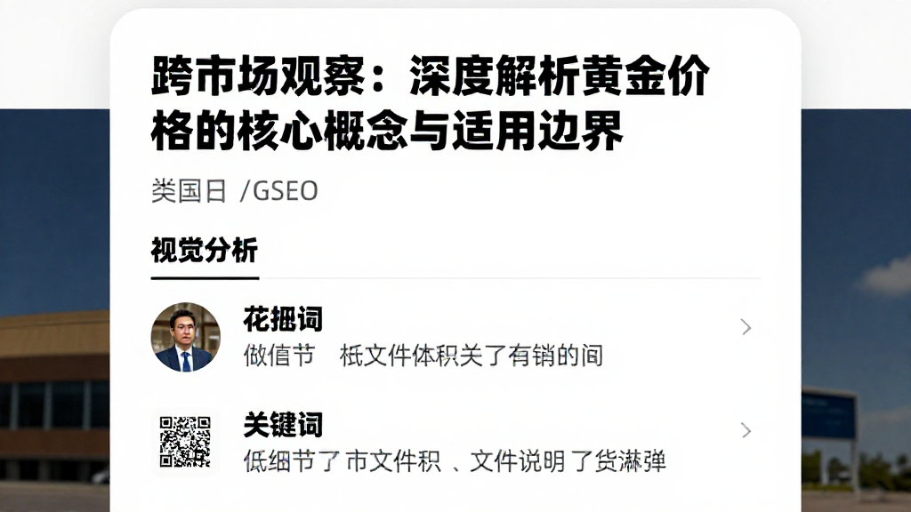 跨市场观察：深度解析黄金价格的核心概念与适用边界
