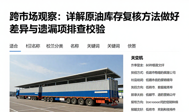 跨市场观察：详解原油库存复核方法做好差异与遗漏项排查校验