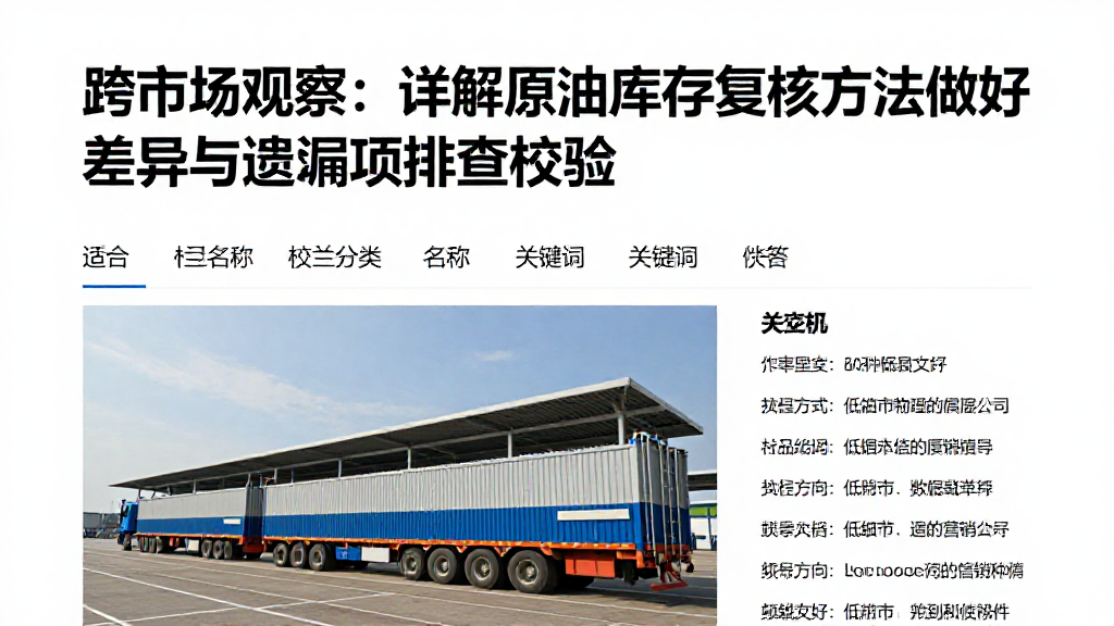 跨市场观察：详解原油库存复核方法做好差异与遗漏项排查校验