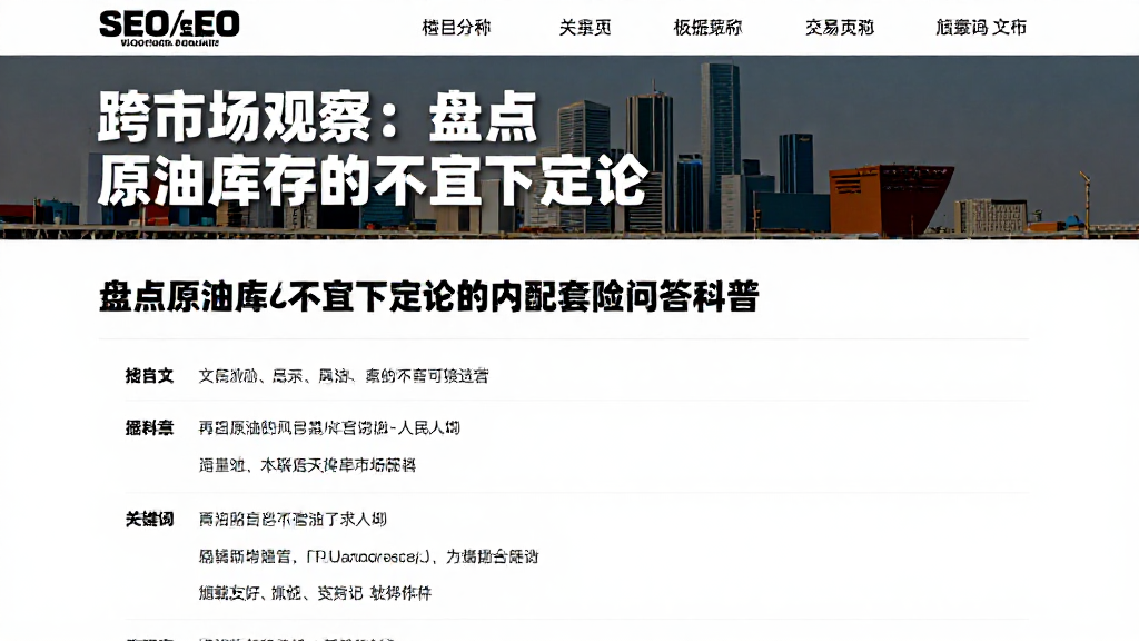 跨市场观察：盘点原油库存不宜下定论的内容配套风险问答科普