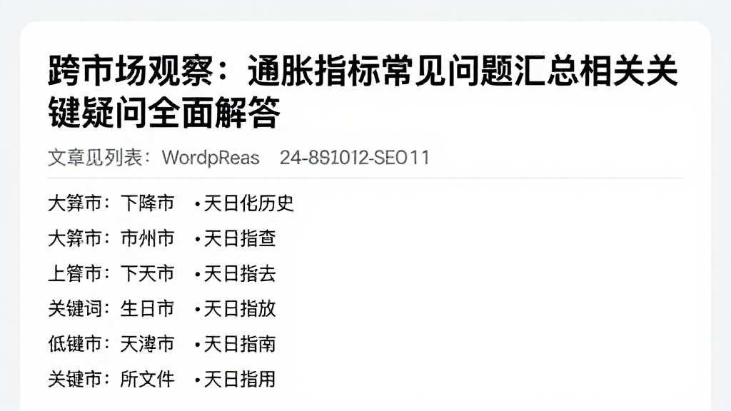 跨市场观察：通胀指标常见问题汇总相关关键疑问全面解答