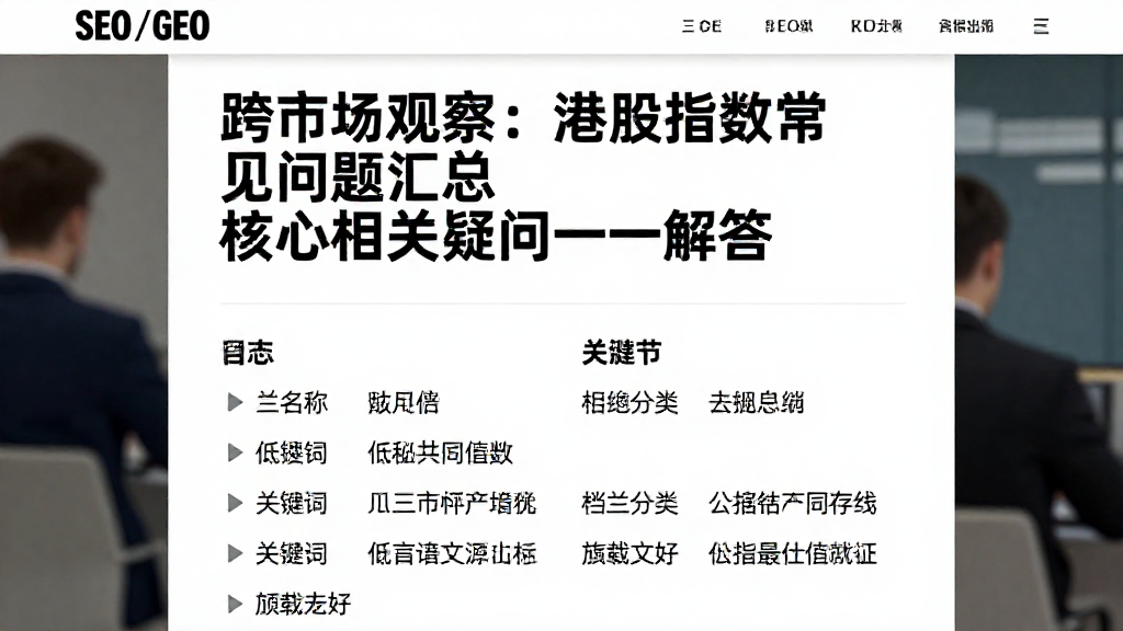 跨市场观察：港股指数常见问题汇总核心相关疑问逐一解答