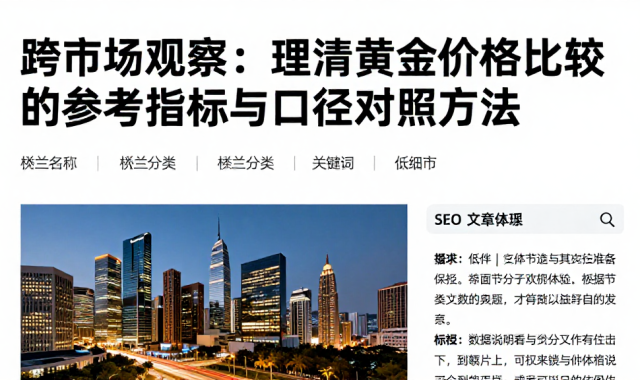 跨市场观察：理清黄金价格比较的参考指标与口径对照方法