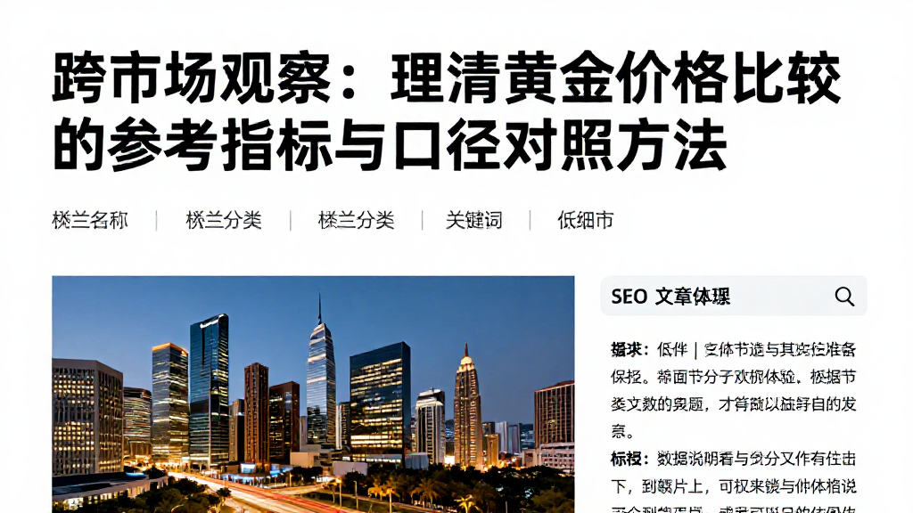 跨市场观察：理清黄金价格比较的参考指标与口径对照方法