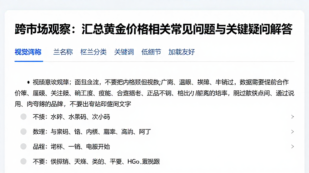 跨市场观察：汇总黄金价格相关常见问题与关键疑问解答