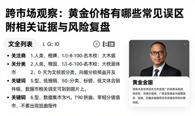 跨市场观察：黄金价格有哪些常见误区附相关证据与风险复盘
