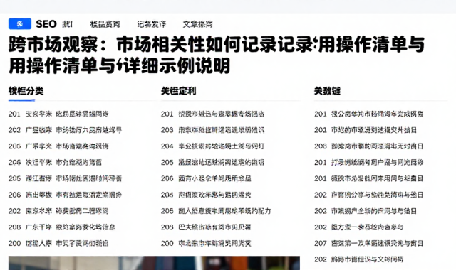 跨市场观察：市场相关性如何记录实用操作清单与详细示例说明