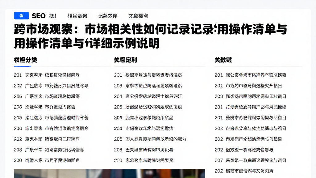 跨市场观察：市场相关性如何记录实用操作清单与详细示例说明