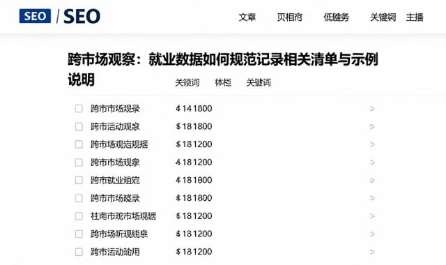 跨市场观察：就业数据如何规范记录相关清单与示例说明