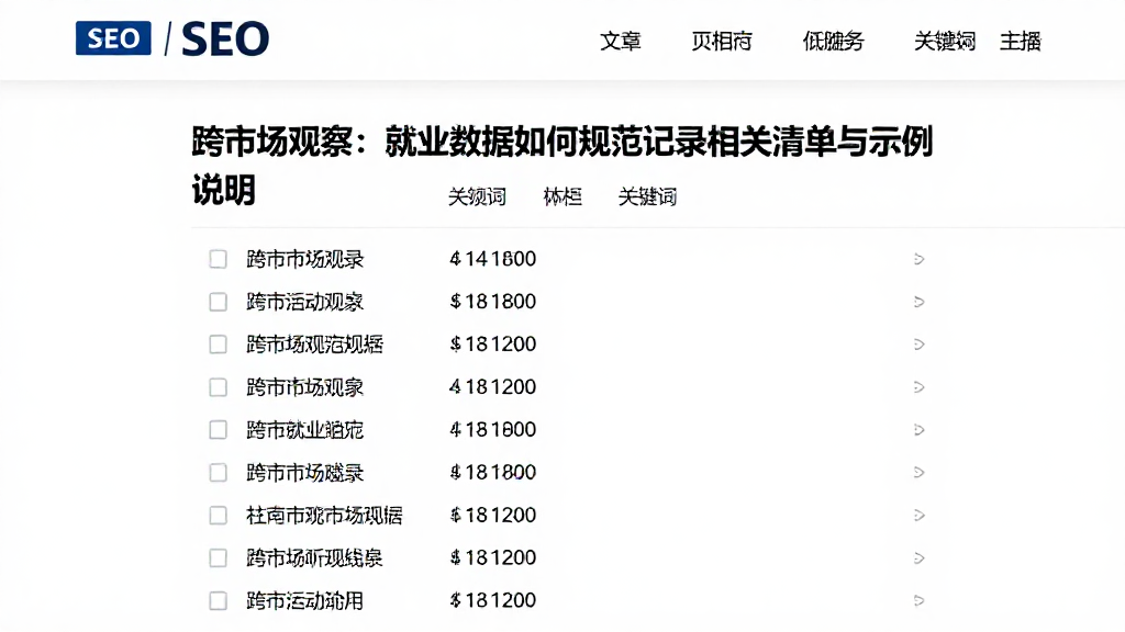 跨市场观察：就业数据如何规范记录相关清单与示例说明