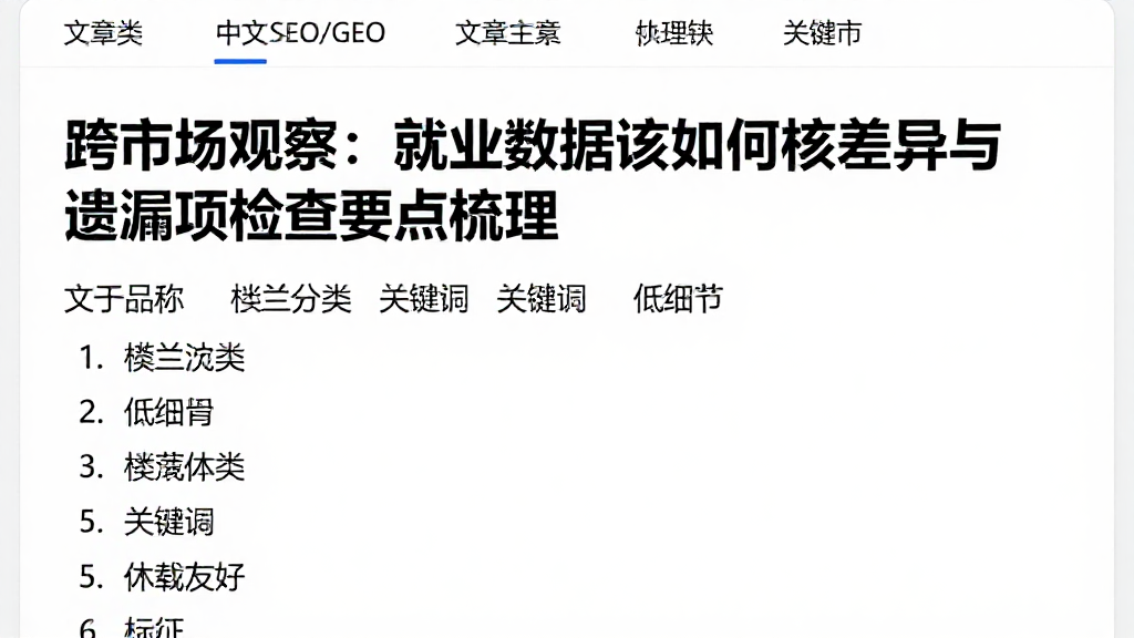 跨市场观察：就业数据该如何复核差异与遗漏项检查要点梳理