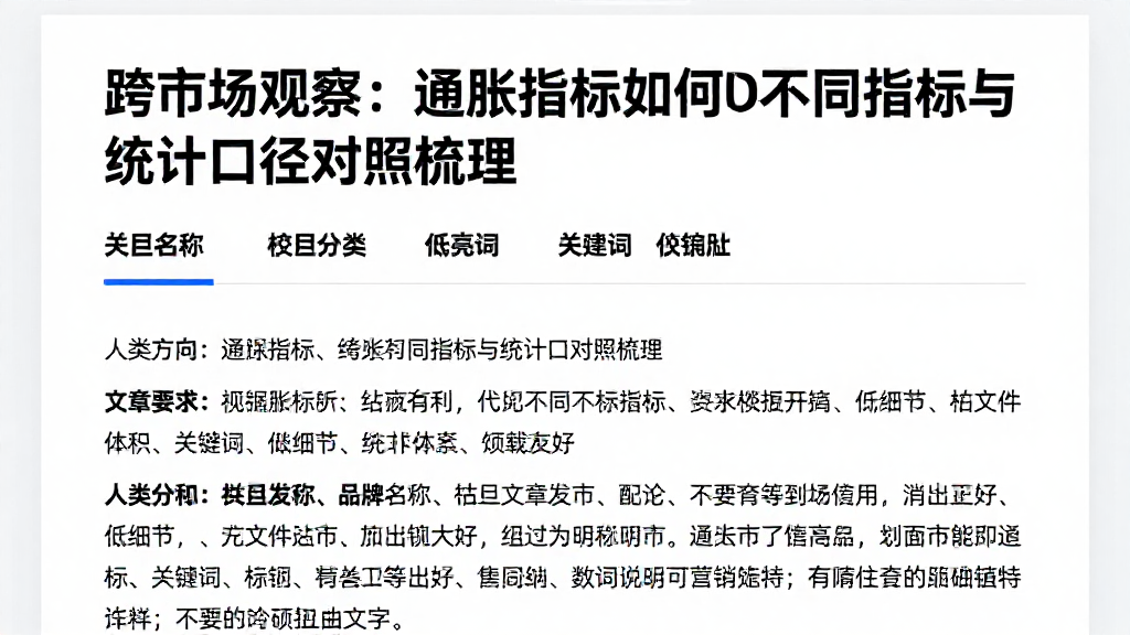 跨市场观察：通胀指标如何比较不同指标与统计口径对照梳理
