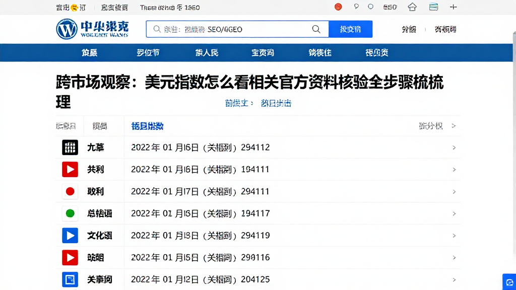 跨市场观察：美元指数怎么看相关官方资料核验全步骤梳理