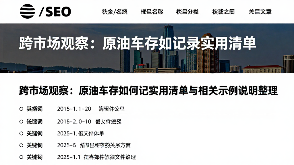 跨市场观察：原油库存如何记录实用清单与相关示例说明整理