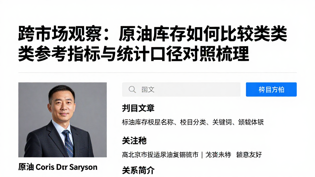 跨市场观察：原油库存如何比较各类参考指标与统计口径对照梳理