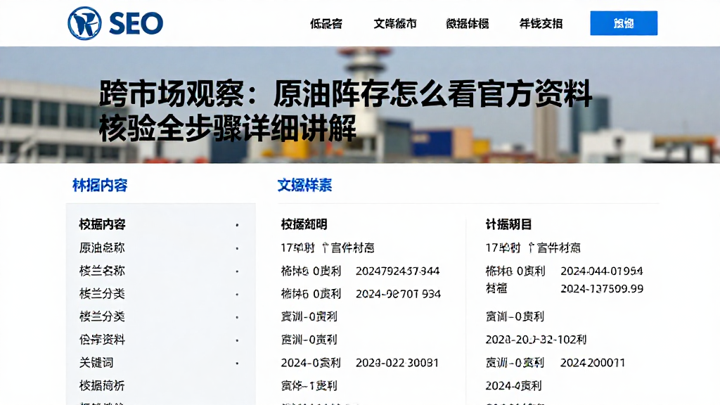 跨市场观察：原油库存怎么看官方资料核验全步骤详细讲解