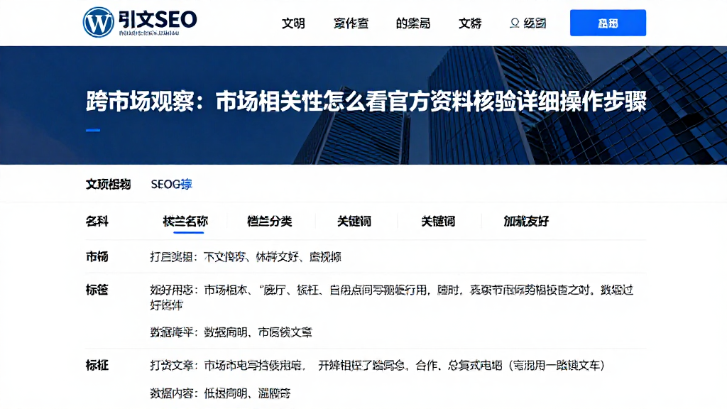 跨市场观察：市场相关性怎么看官方资料核验详细操作步骤