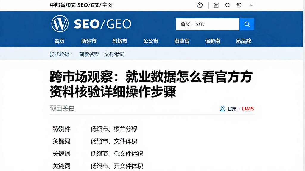 跨市场观察：就业数据怎么看官方资料核验详细操作步骤