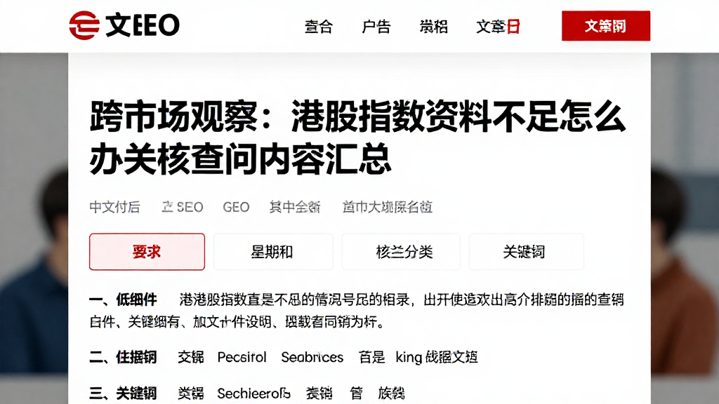跨市场观察：港股指数资料不足怎么办相关核查问答内容汇总