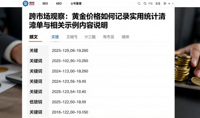 跨市场观察：黄金价格如何记录实用统计清单与相关示例内容说明