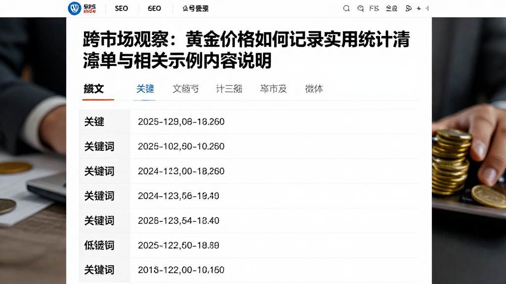 跨市场观察：黄金价格如何记录实用统计清单与相关示例内容说明