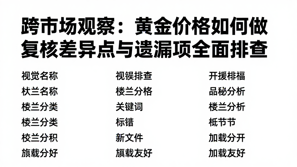 跨市场观察：黄金价格如何做复核差异点与遗漏项全面排查