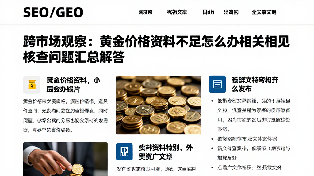跨市场观察：黄金价格资料不足怎么办相关常见核查问题汇总解答