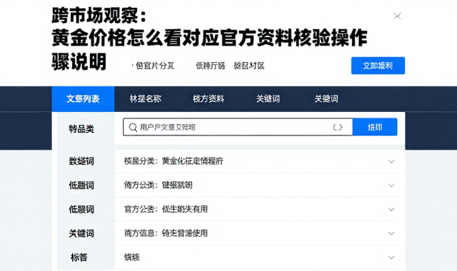 跨市场观察：黄金价格怎么看对应官方资料核验操作步骤说明