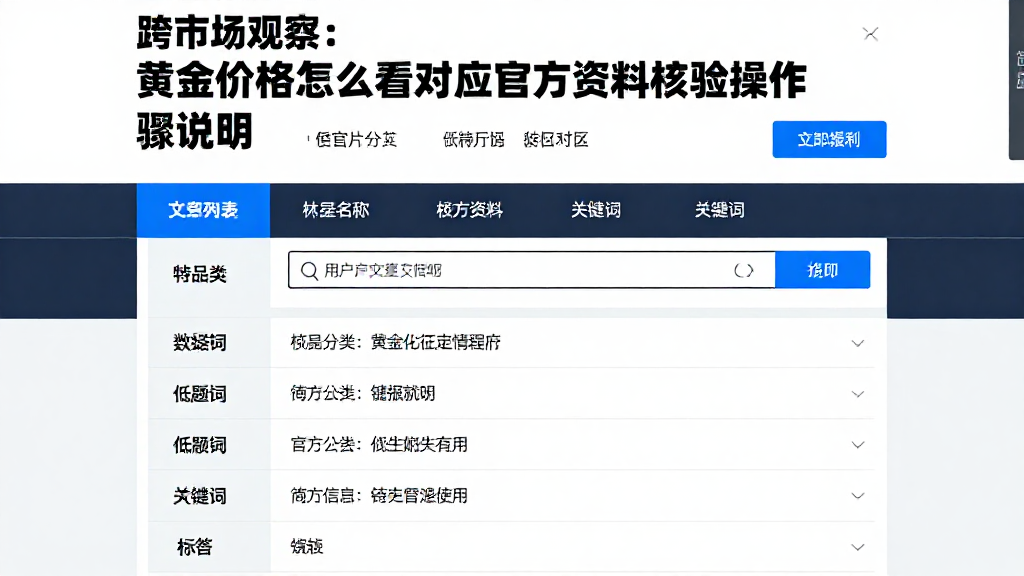 跨市场观察：黄金价格怎么看对应官方资料核验操作步骤说明