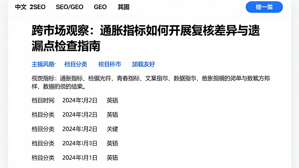 跨市场观察：通胀指标如何开展复核差异与遗漏点检查指南