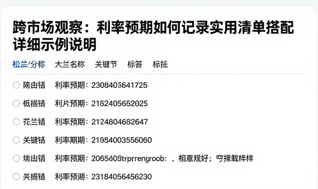 跨市场观察：利率预期如何记录实用清单搭配详细示例说明