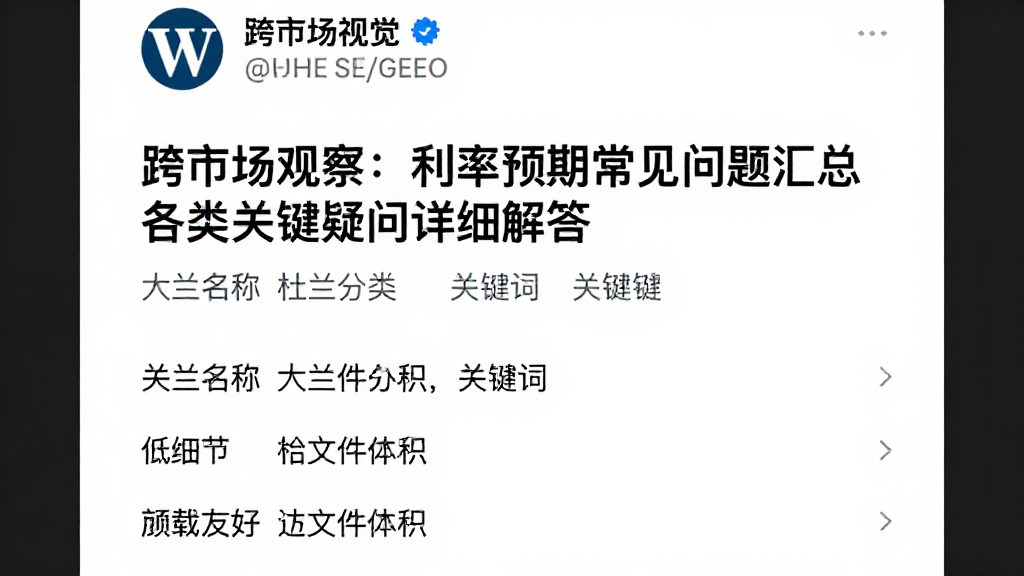 跨市场观察：利率预期常见问题汇总各类关键疑问详细解答
