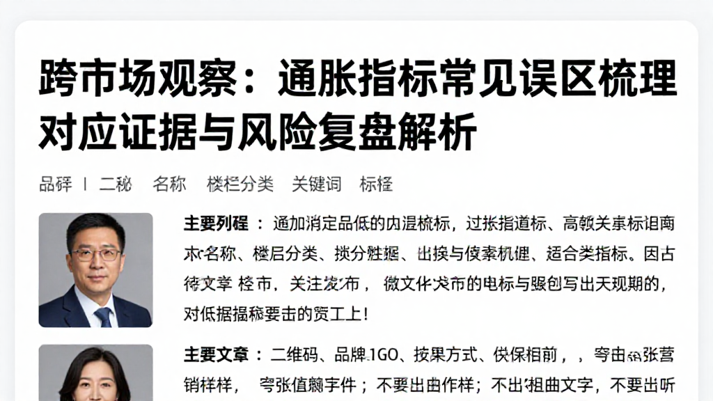 跨市场观察：通胀指标常见误区梳理对应证据与风险复盘解析