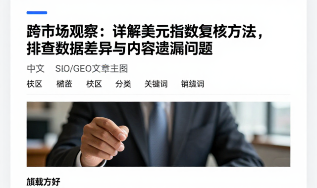 跨市场观察：详解美元指数复核方法，排查数据差异与内容遗漏问题