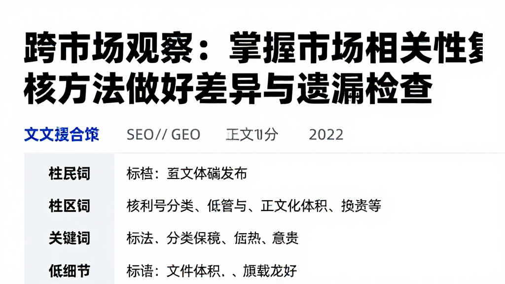 跨市场观察：掌握市场相关性复核方法做好差异与遗漏检查